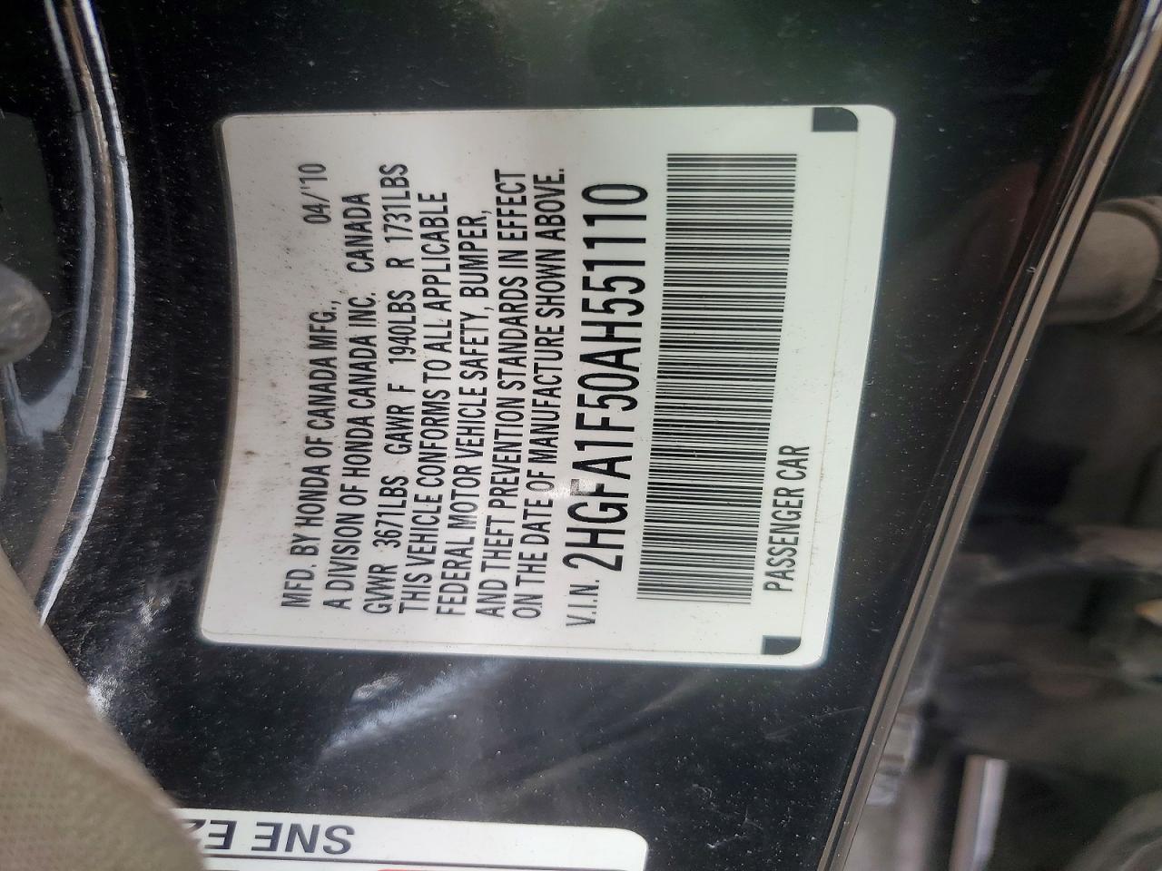 2010 HONDA CIVIC LX photo 23