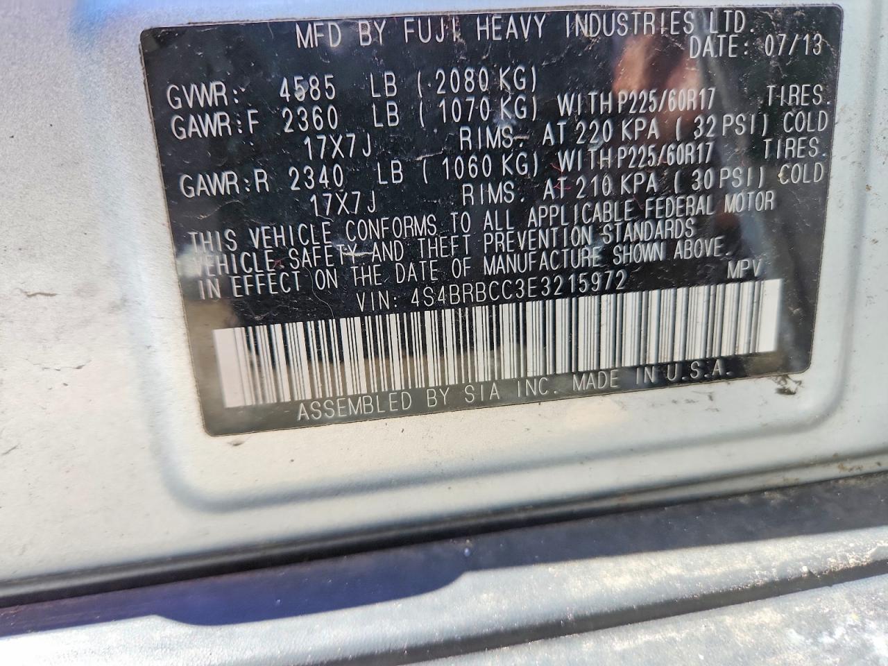 2014 SUBARU OUTBACK 2.5I PREMIUM photo 25