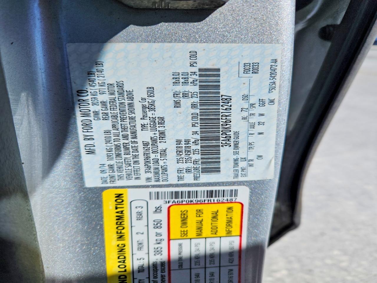 2015 FORD FUSION TITANIUM photo 12