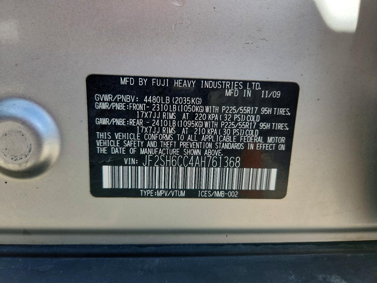 2010 SUBARU FORESTER 2.5X PREMIUM photo 40