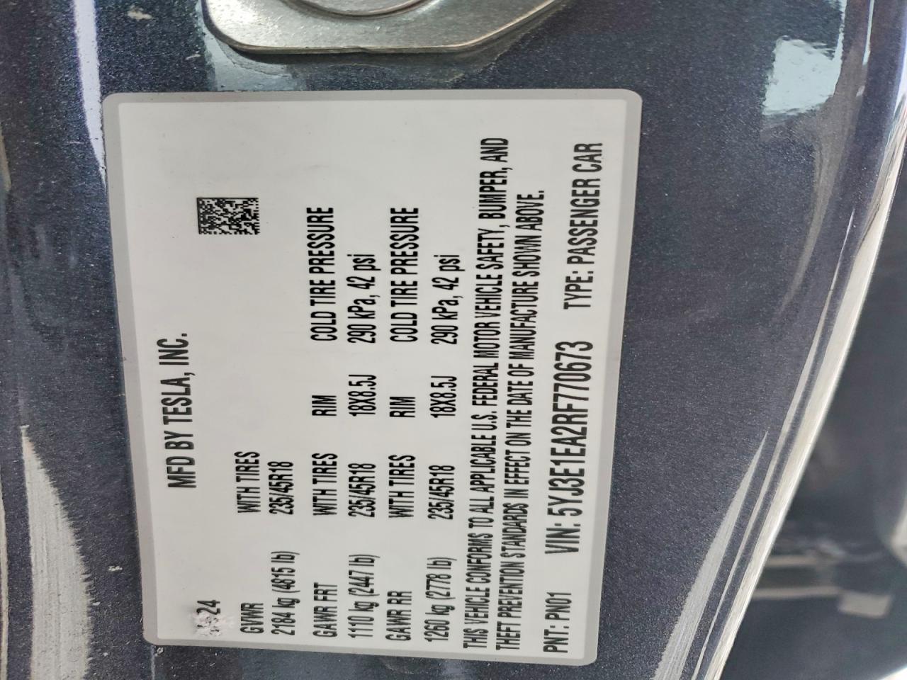 2024 TESLA MODEL 3 photo 13