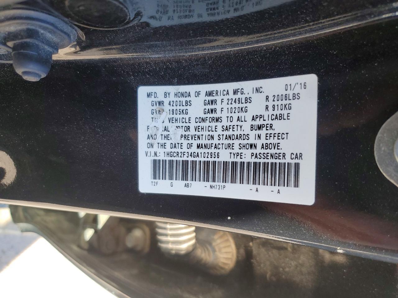 2016 HONDA ACCORD LX photo 23