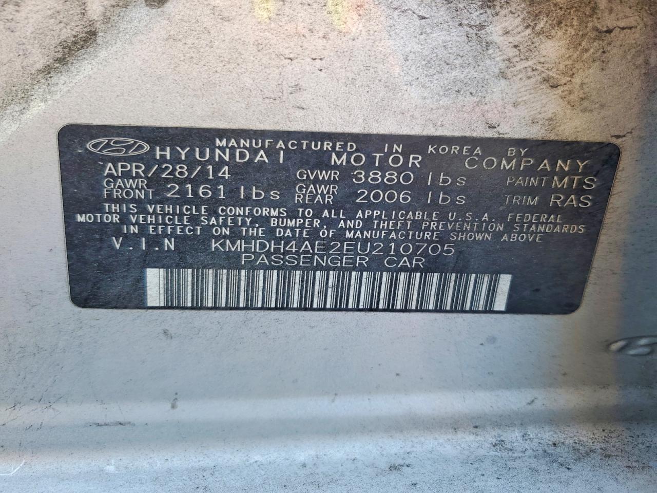 2014 HYUNDAI ELANTRA SE photo 12