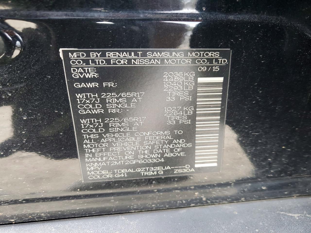 2016 NISSAN ROGUE SV photo 14