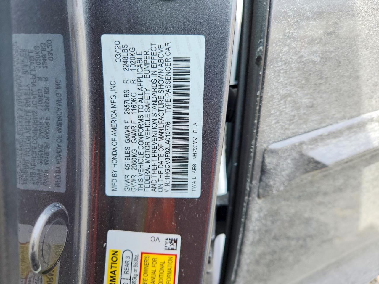 2020 HONDA ACCORD TOURING HYBRID photo 13