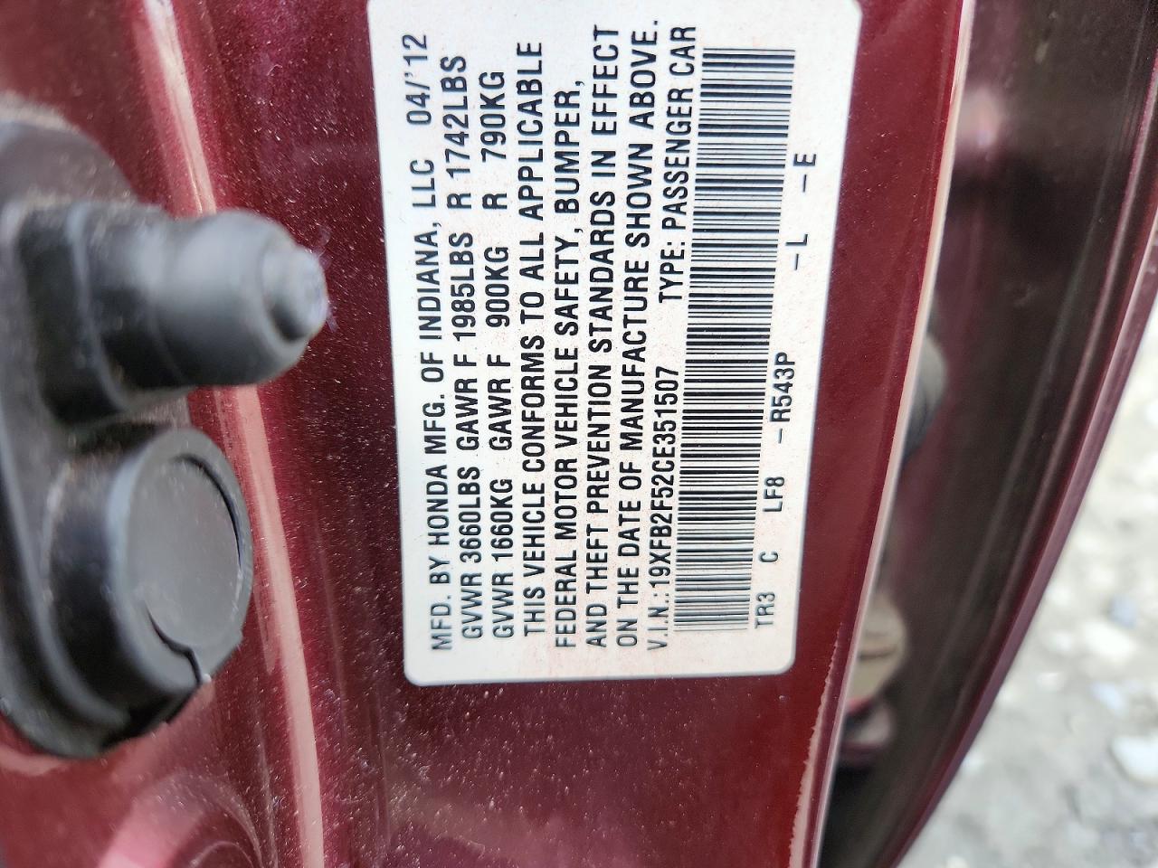 2012 HONDA CIVIC LX photo 25