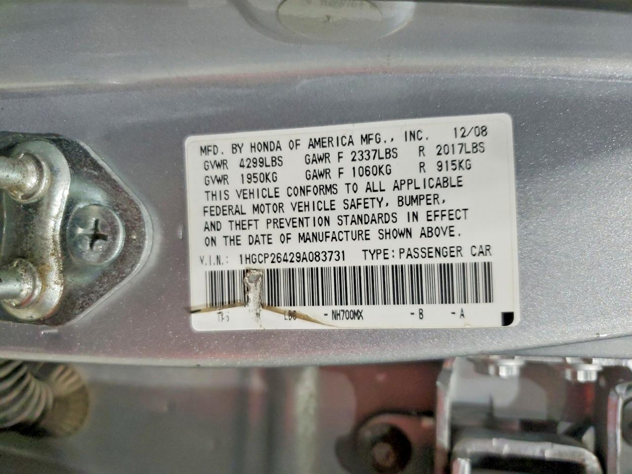 2009 HONDA ACCORD LXP photo 34