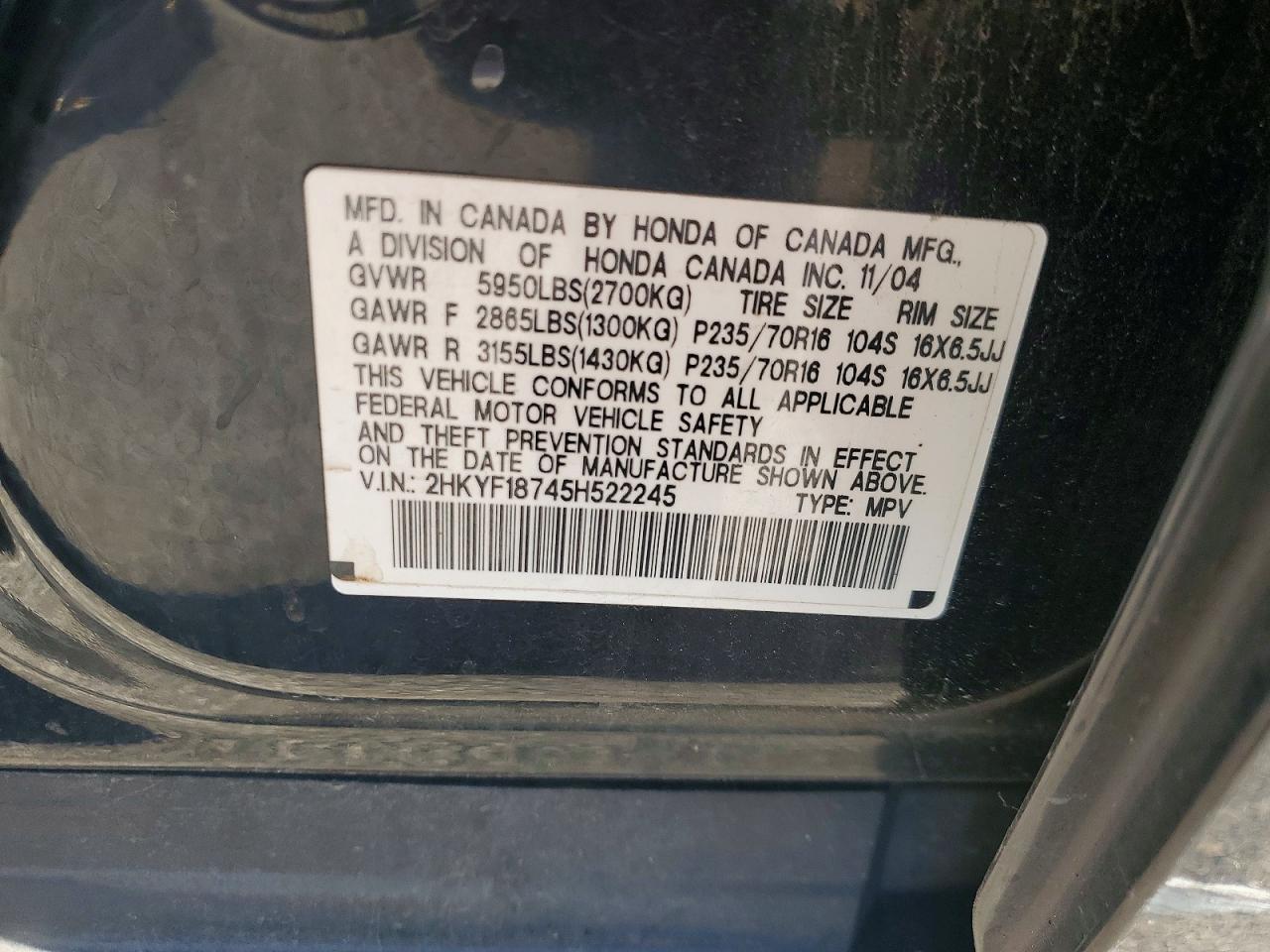 2005 HONDA PILOT EXL photo 13