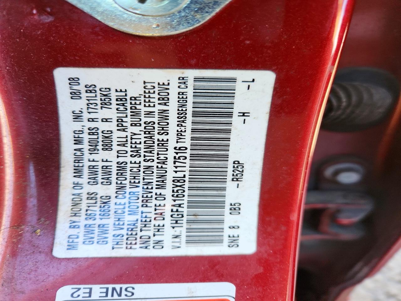 2008 HONDA CIVIC LX photo 12