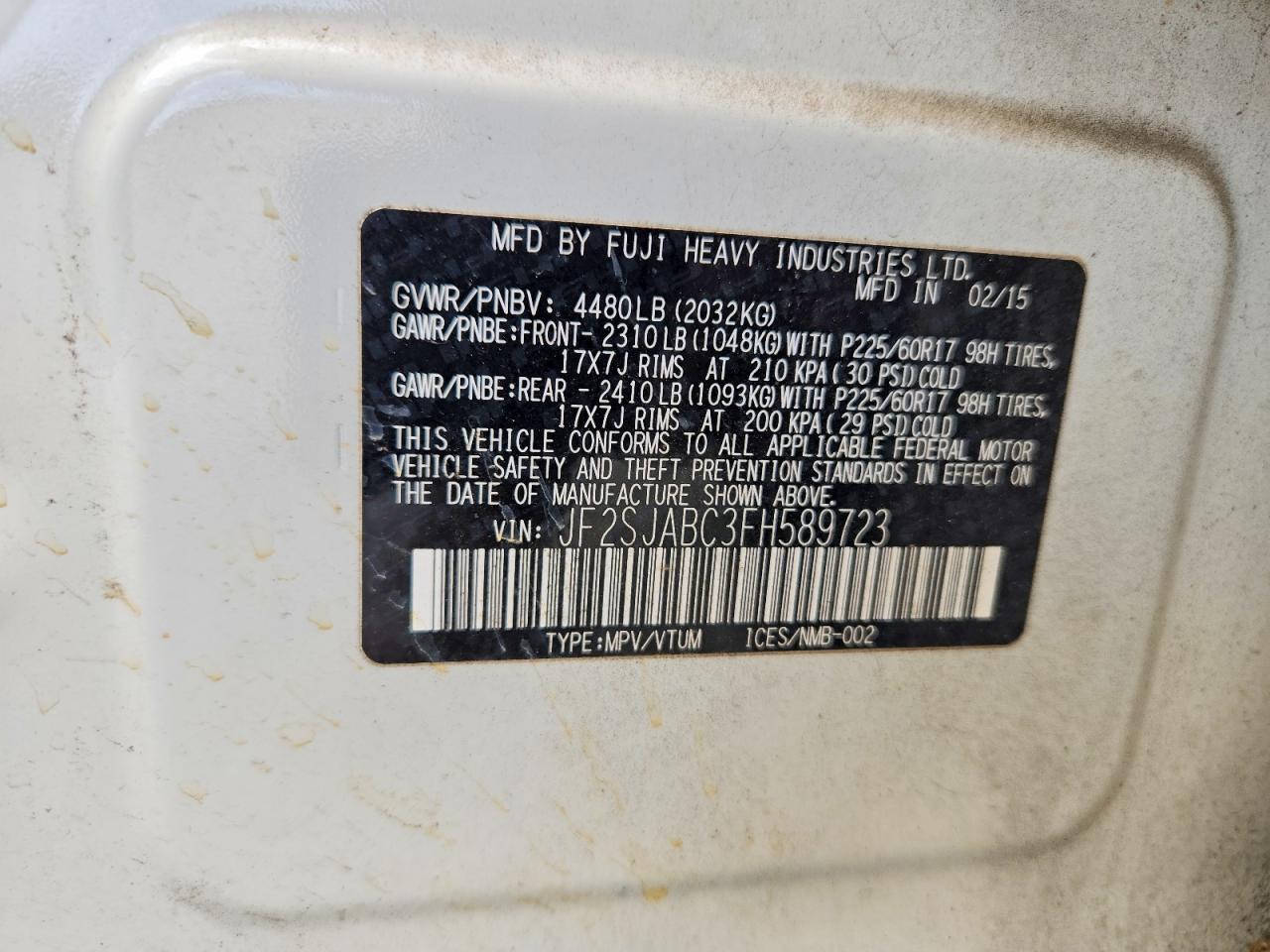 2015 SUBARU FORESTER 2.5I photo 23
