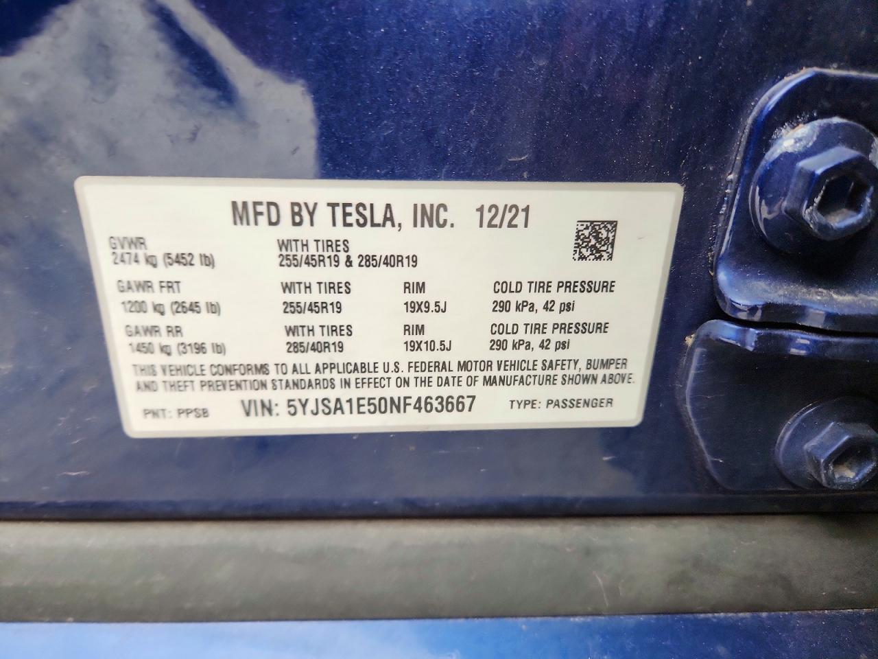 2022 TESLA MODEL S photo 12