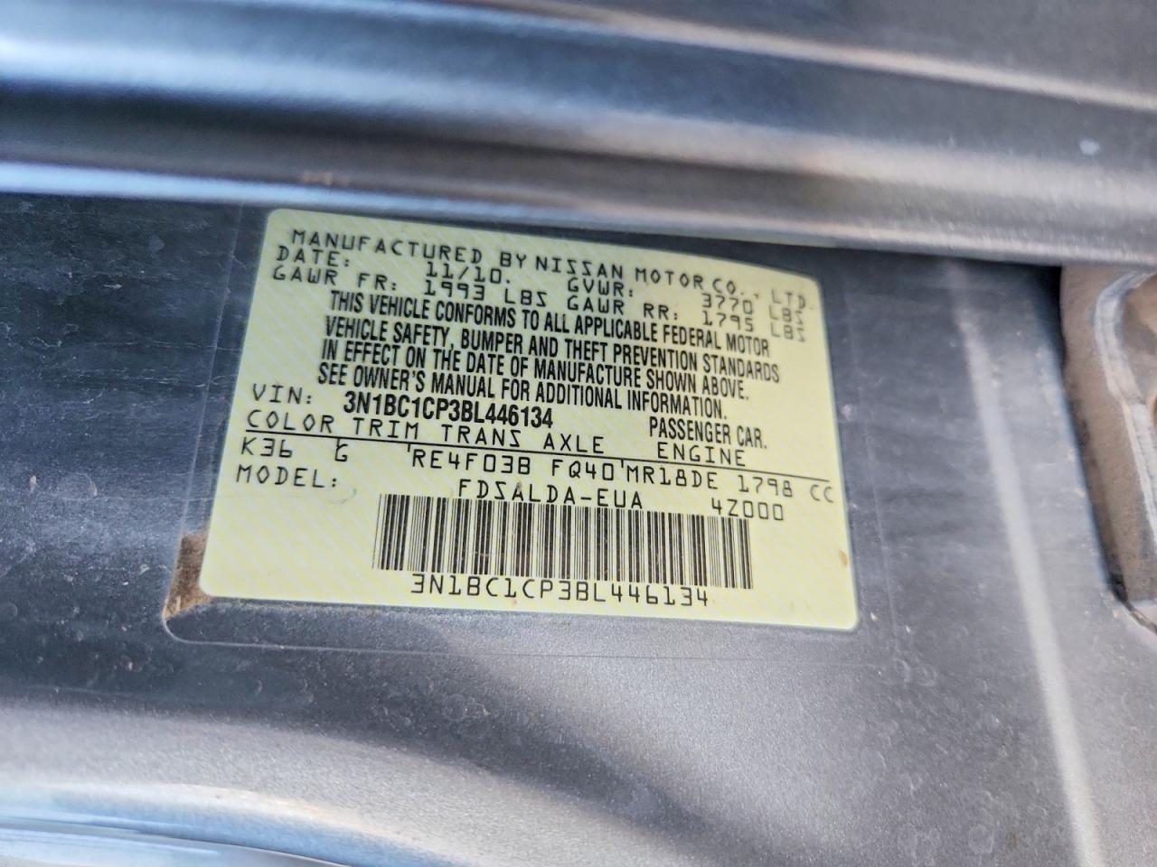 2011 NISSAN VERSA 1.8 S photo 12