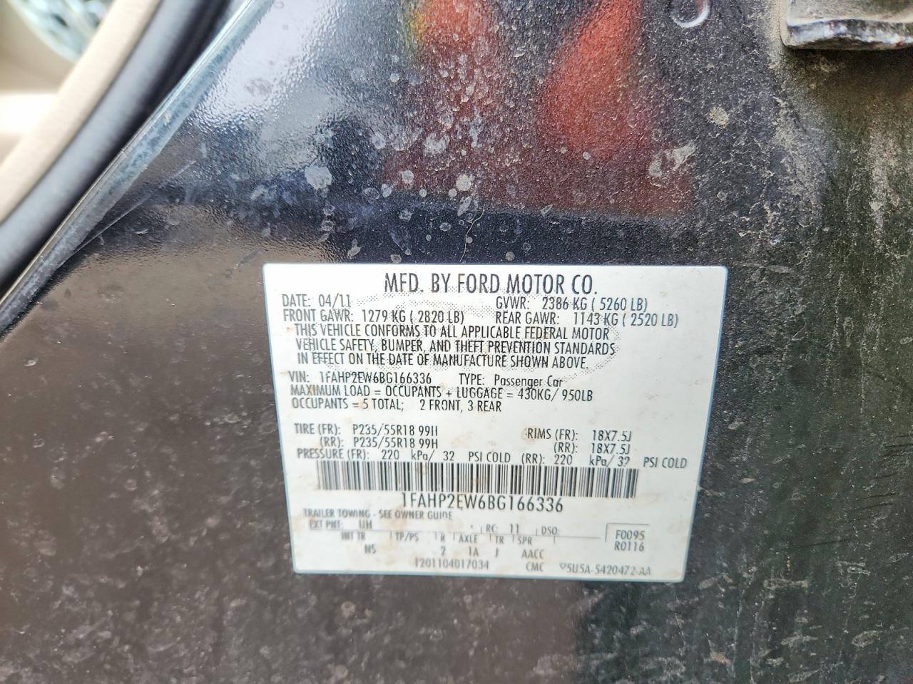 2011 FORD TAURUS SEL photo 23