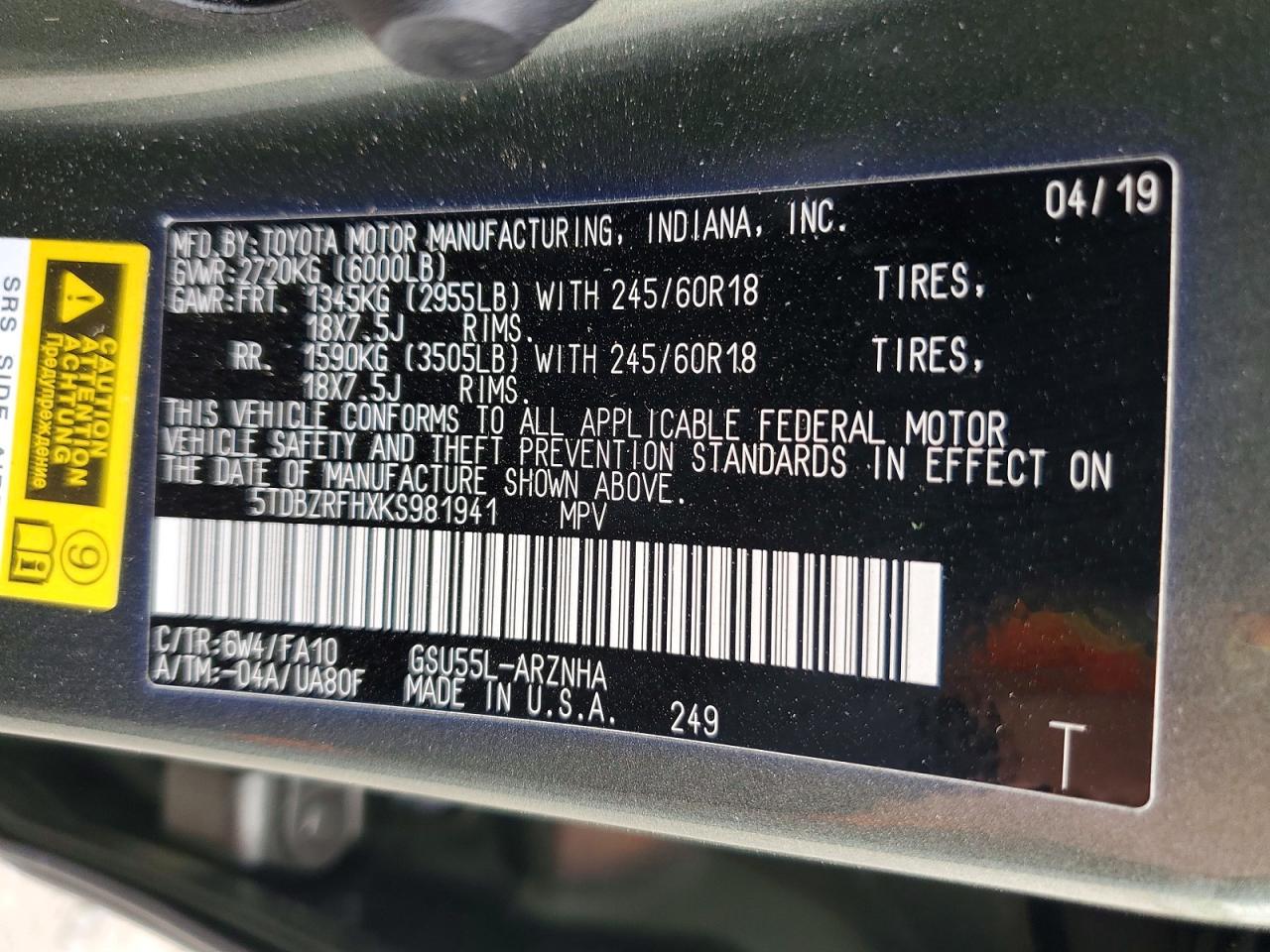 2019 TOYOTA HIGHLANDER LE PLUS photo 40