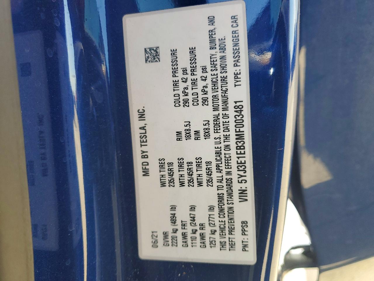 2021 TESLA MODEL 3 photo 34