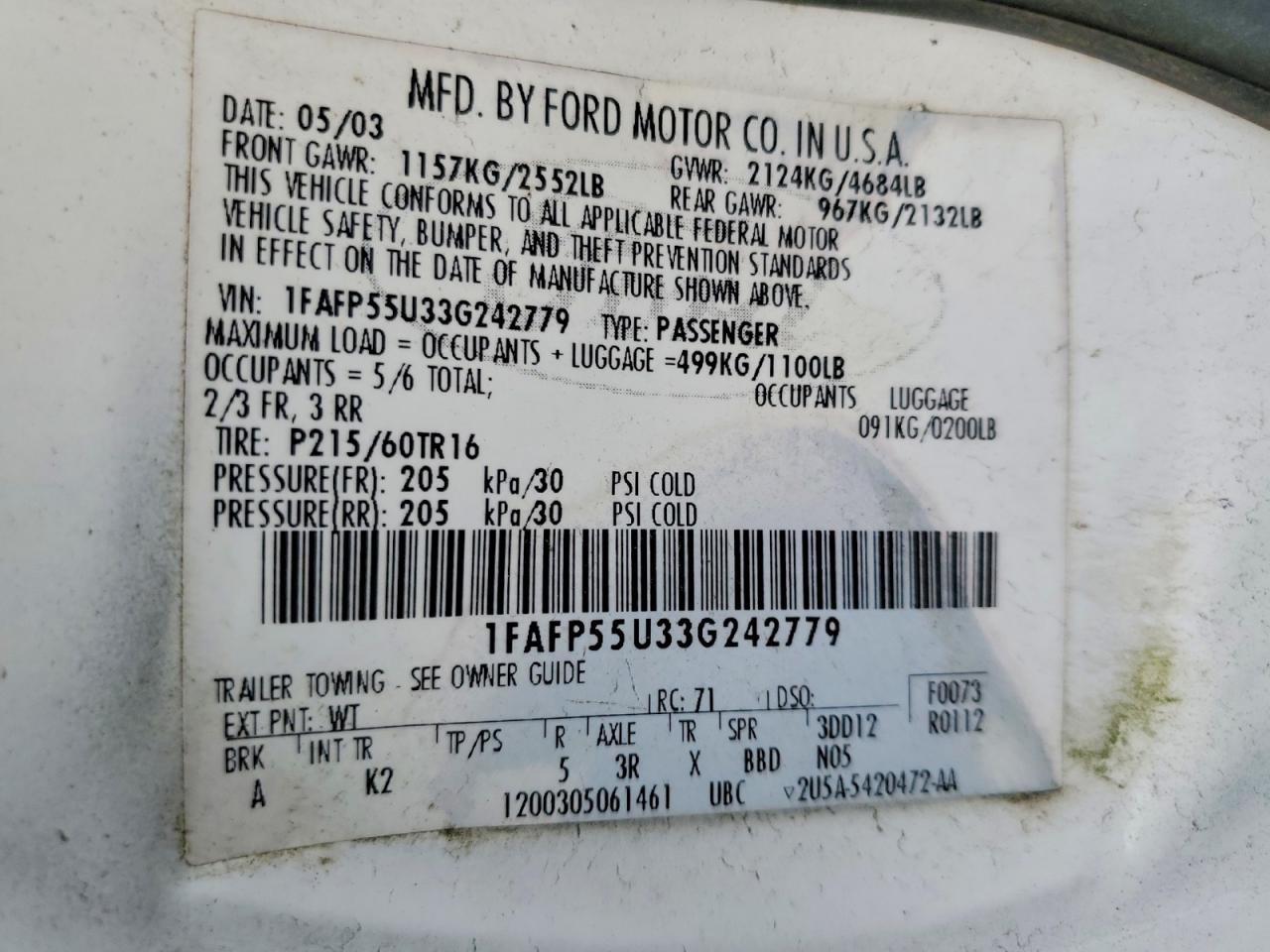 2003 FORD TAURUS SES photo 12