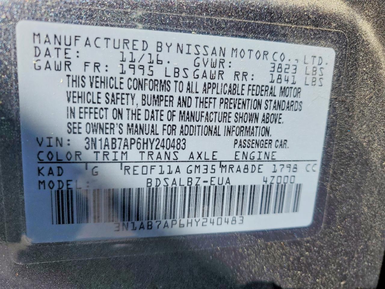 2017 NISSAN SENTRA S photo 23