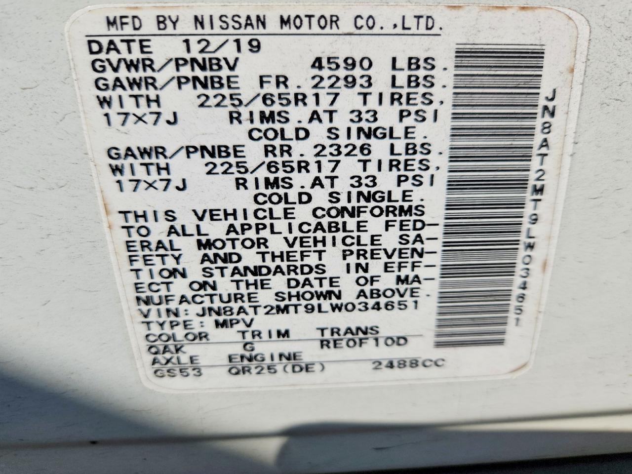 2020 NISSAN ROGUE S photo 25