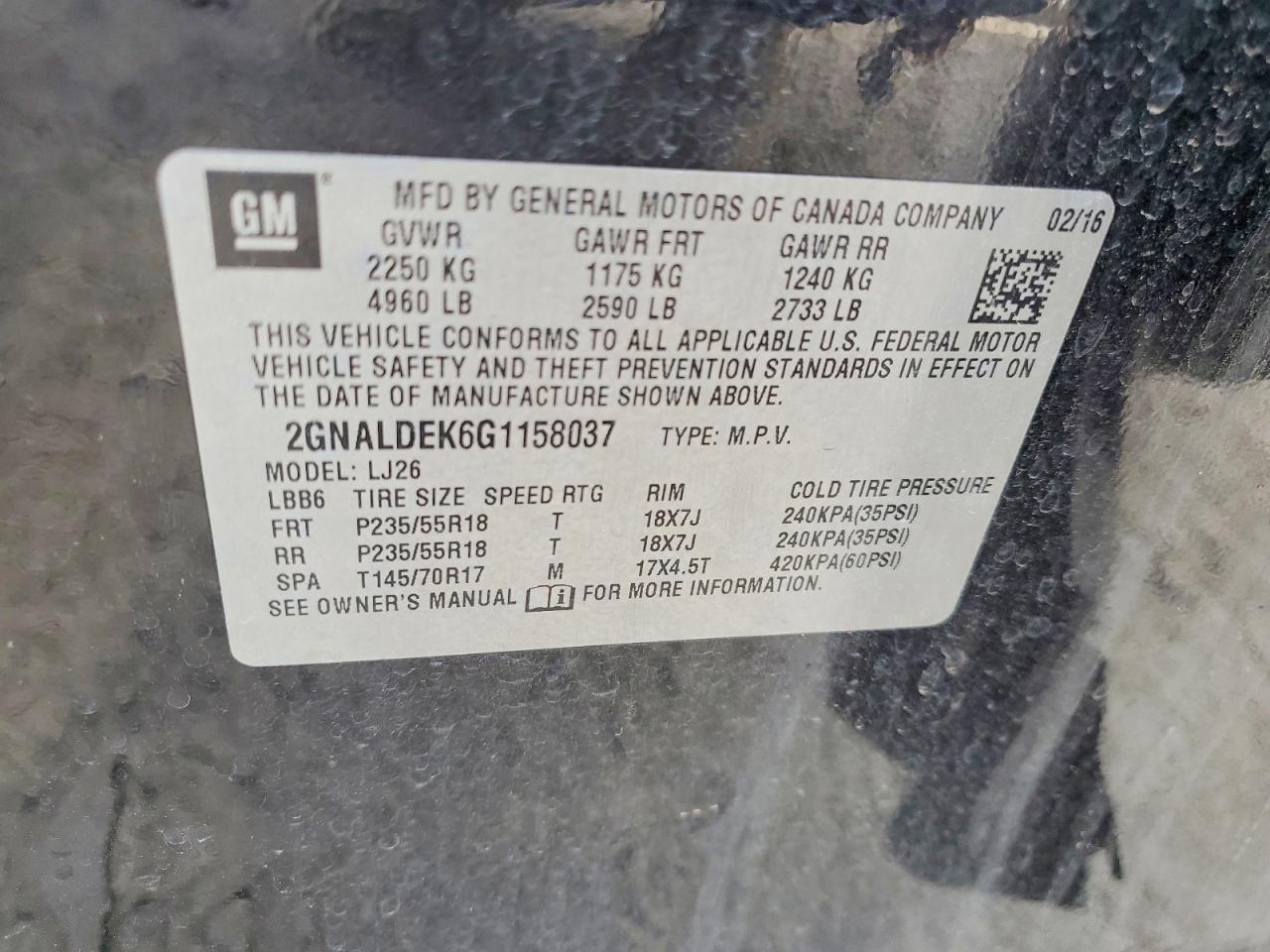 2016 CHEVROLET EQUINOX LTZ photo 37