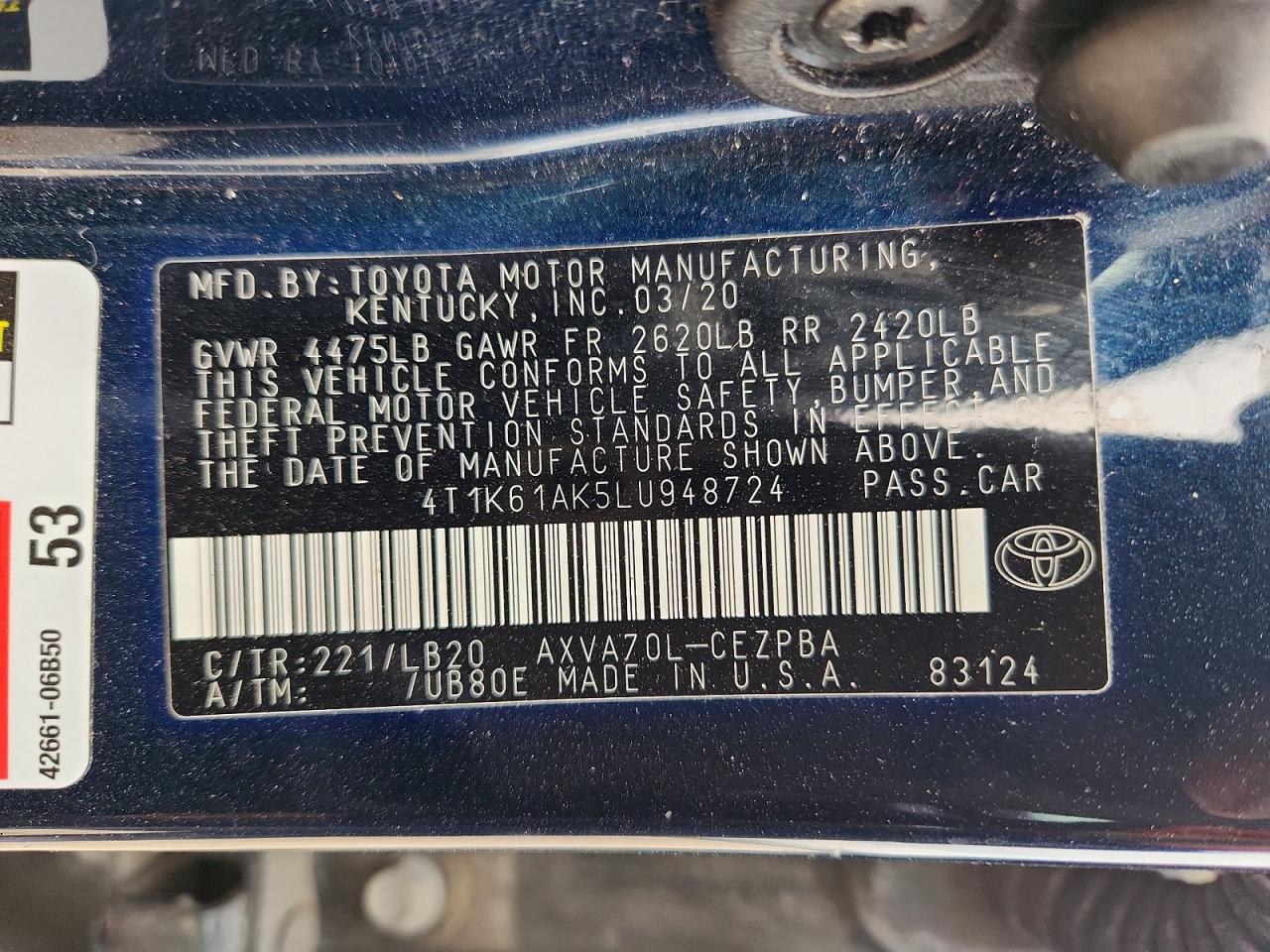 2020 TOYOTA CAMRY XSE photo 34