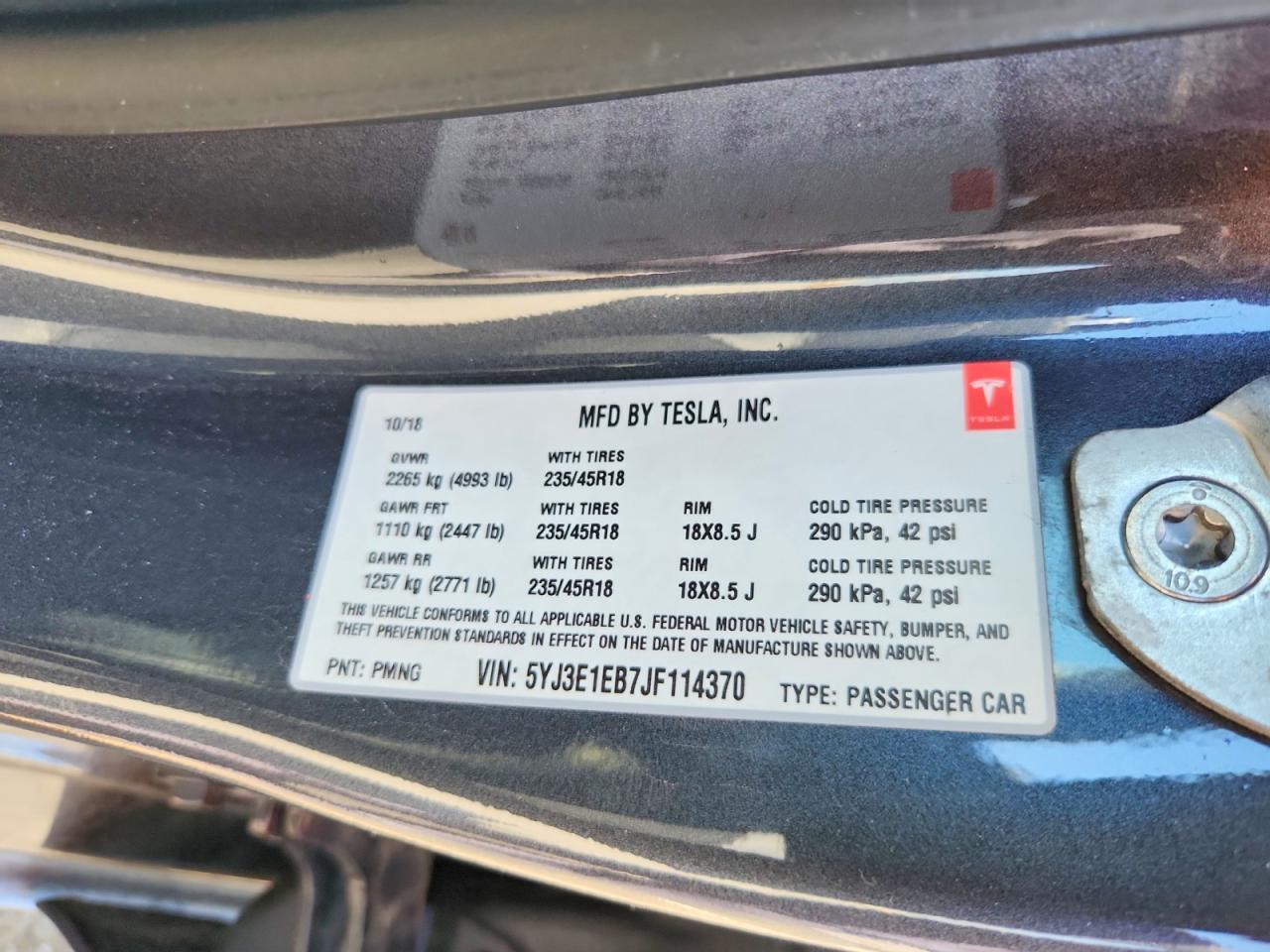 2018 TESLA MODEL 3 photo 23