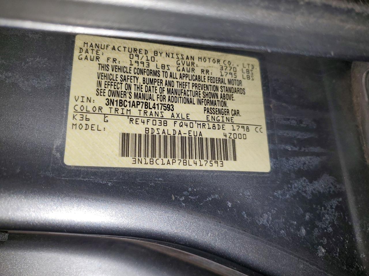 2011 NISSAN VERSA 1.8 S photo 23