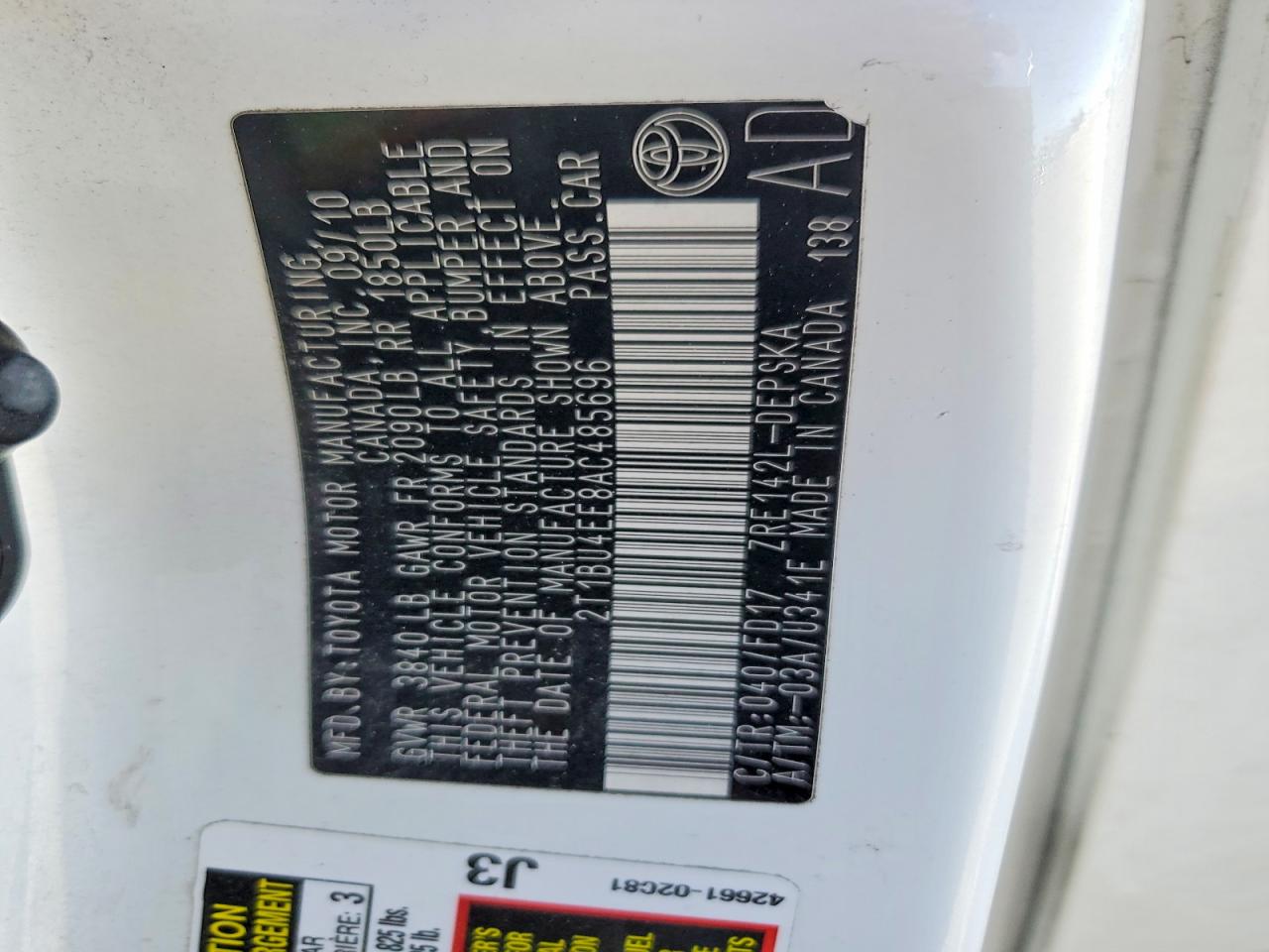 2010 TOYOTA COROLLA S photo 12