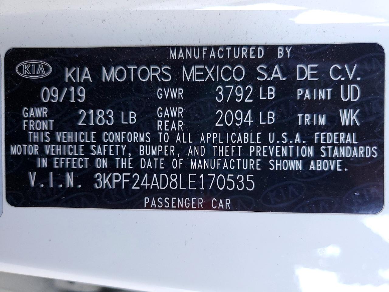 2020 KIA FORTE LXS photo 23