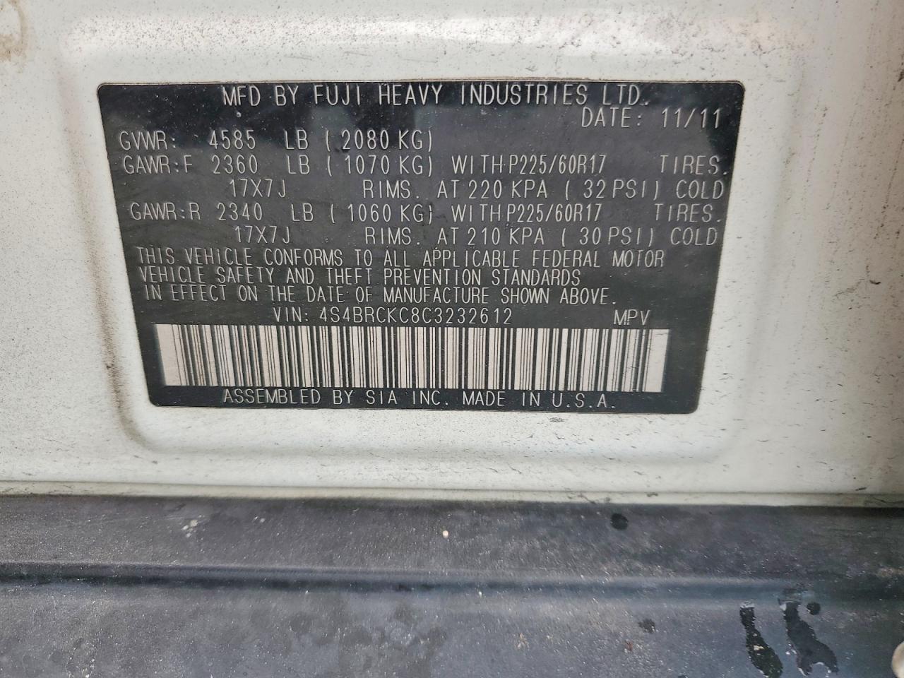 2012 SUBARU OUTBACK photo 25