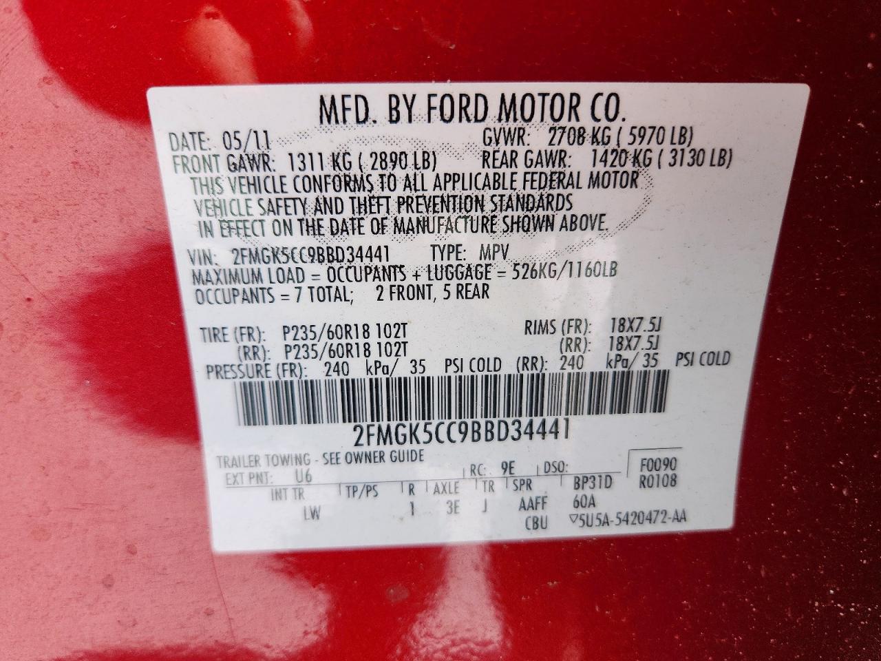 2011 FORD FLEX SEL photo 27