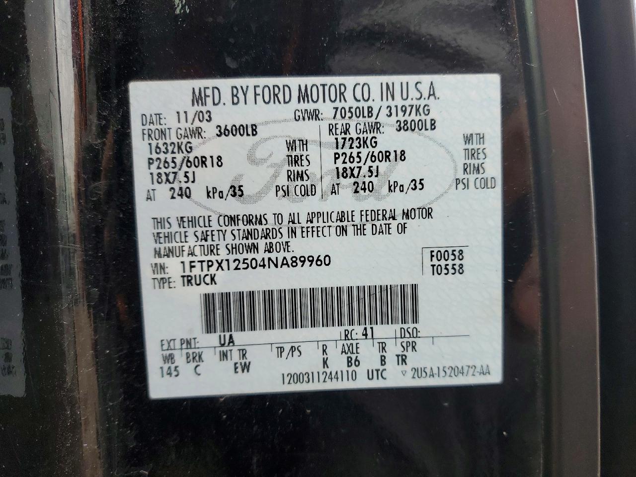 2004 FORD F150 photo 12