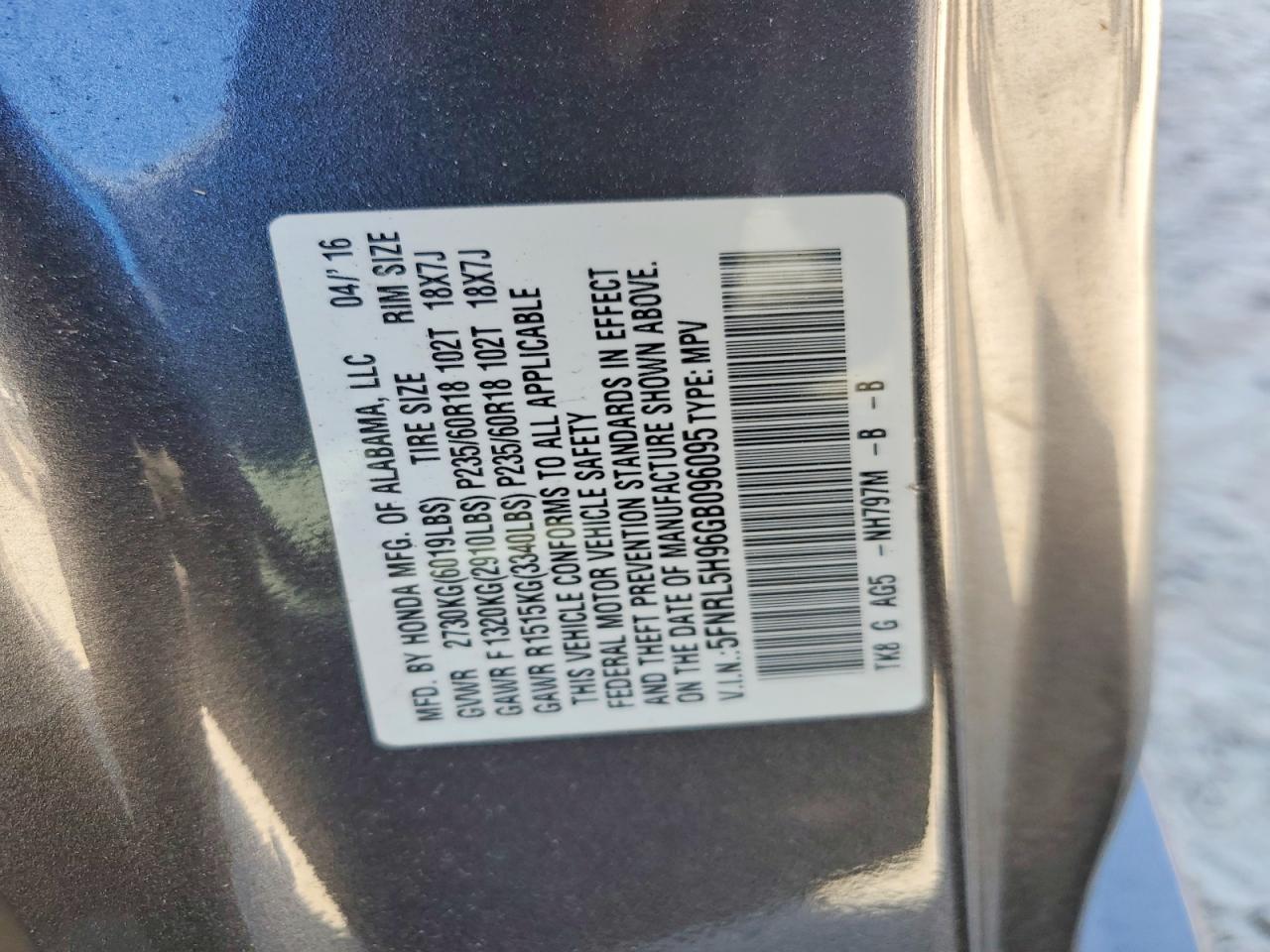 2016 HONDA ODYSSEY photo 25