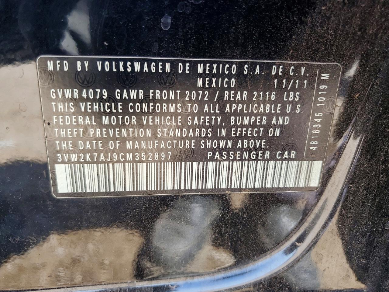 2012 VOLKSWAGEN JETTA BASE photo 12