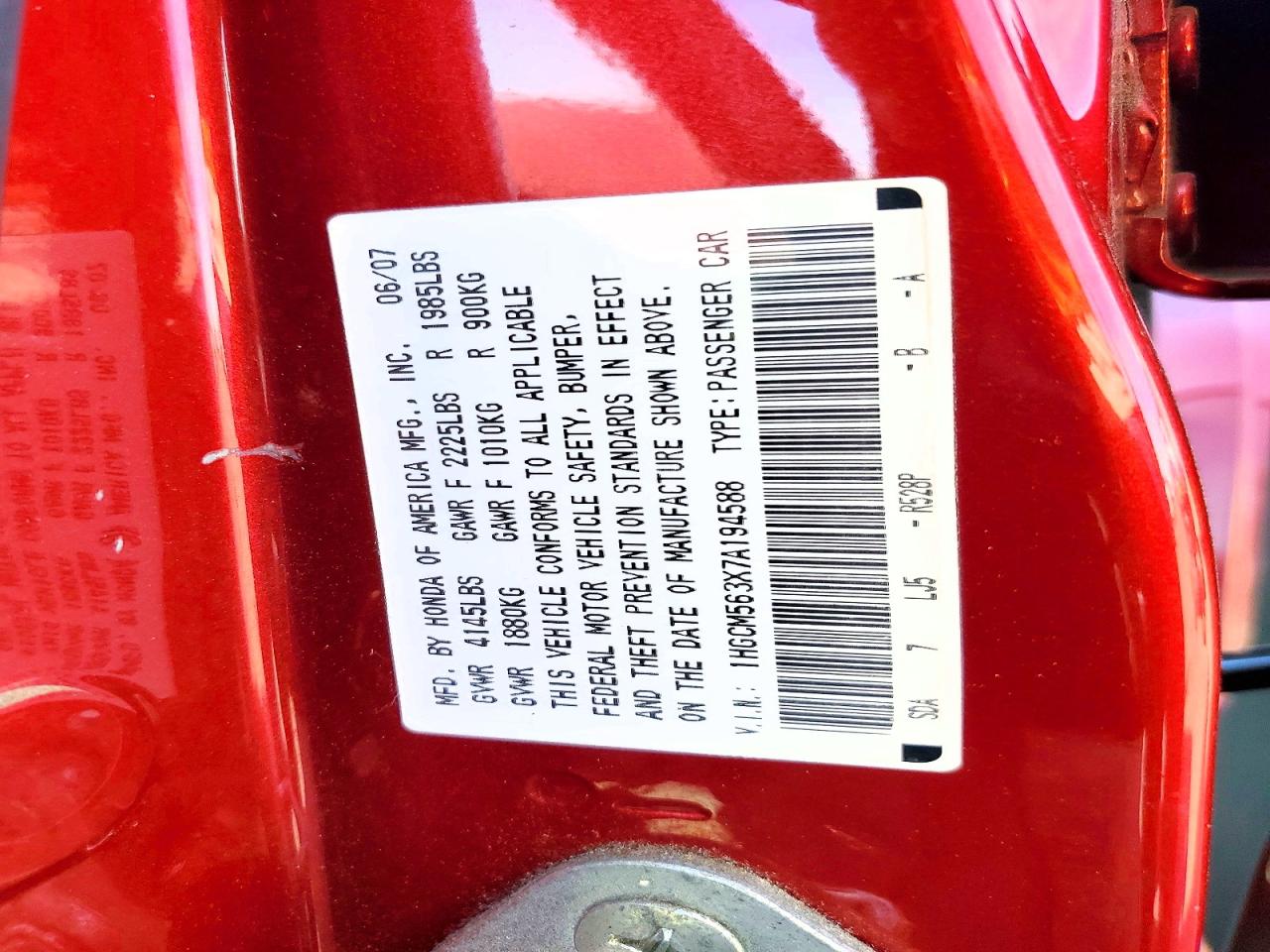 2007 HONDA ACCORD SE photo 23