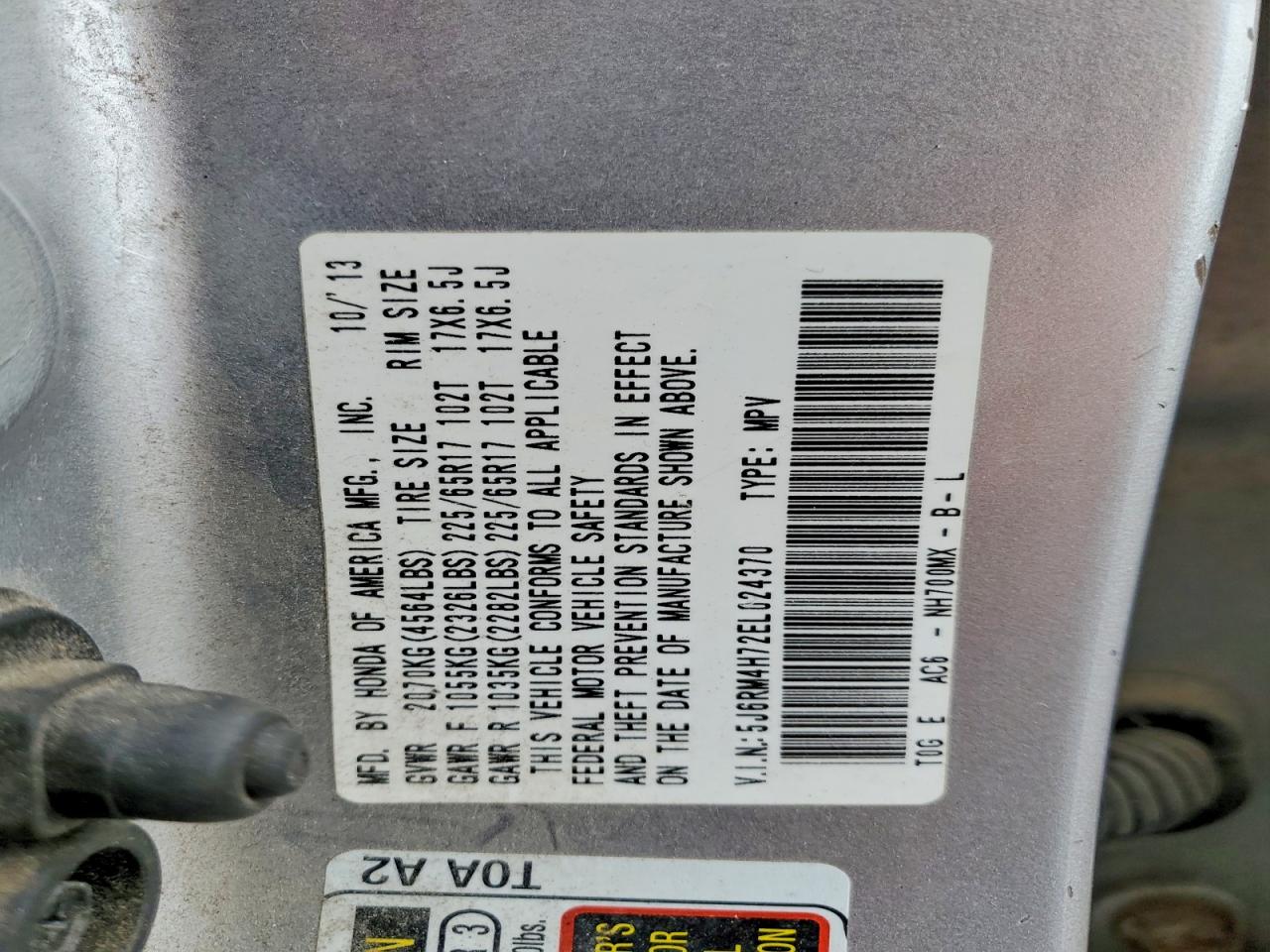 2014 HONDA CR-V EXL photo 13