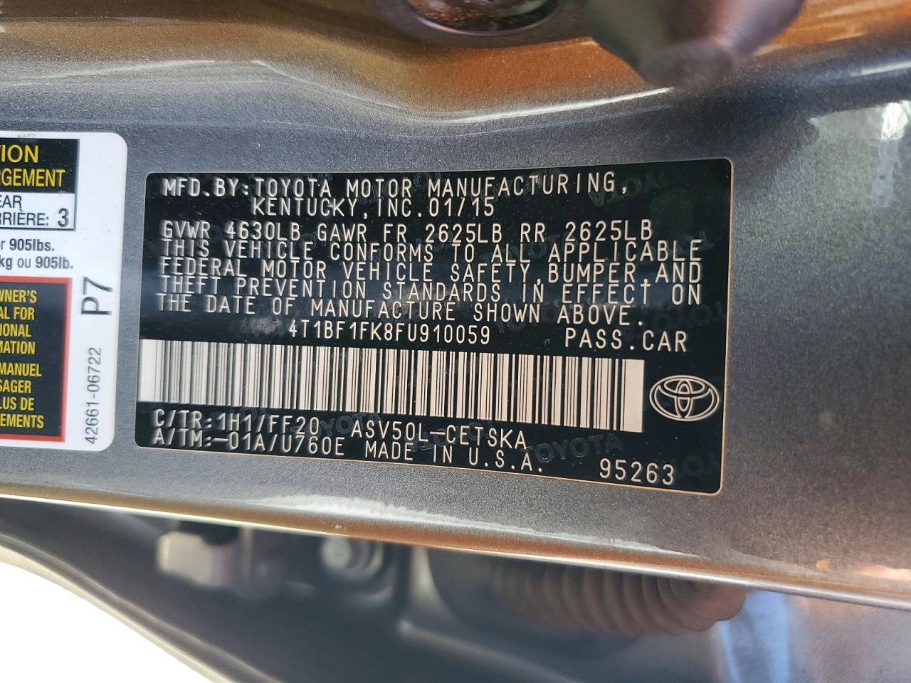 2015 TOYOTA CAMRY SE photo 12