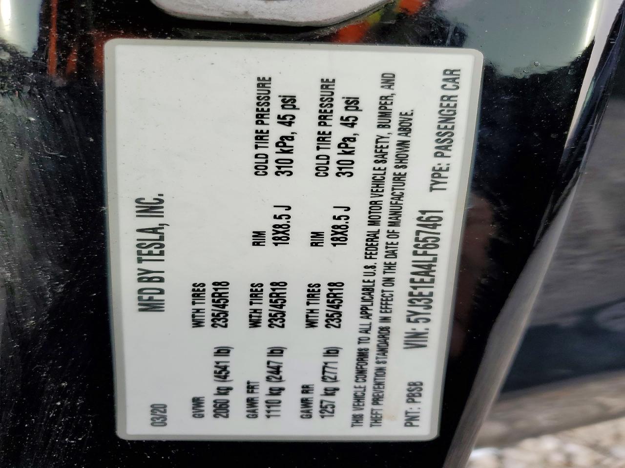 2020 TESLA MODEL 3 photo 12