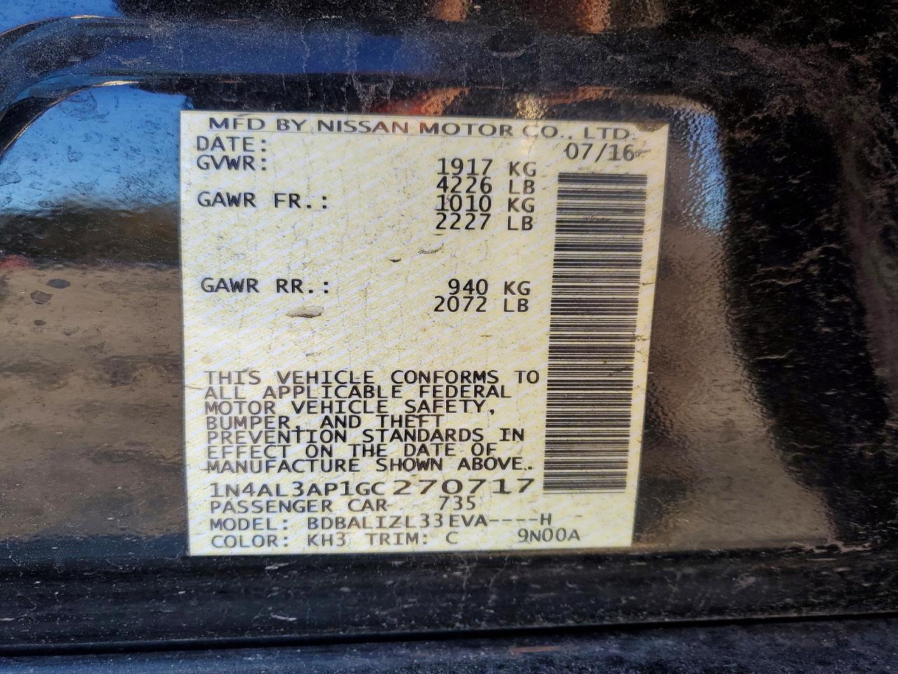 2016 NISSAN ALTIMA 2.5 SV photo 23