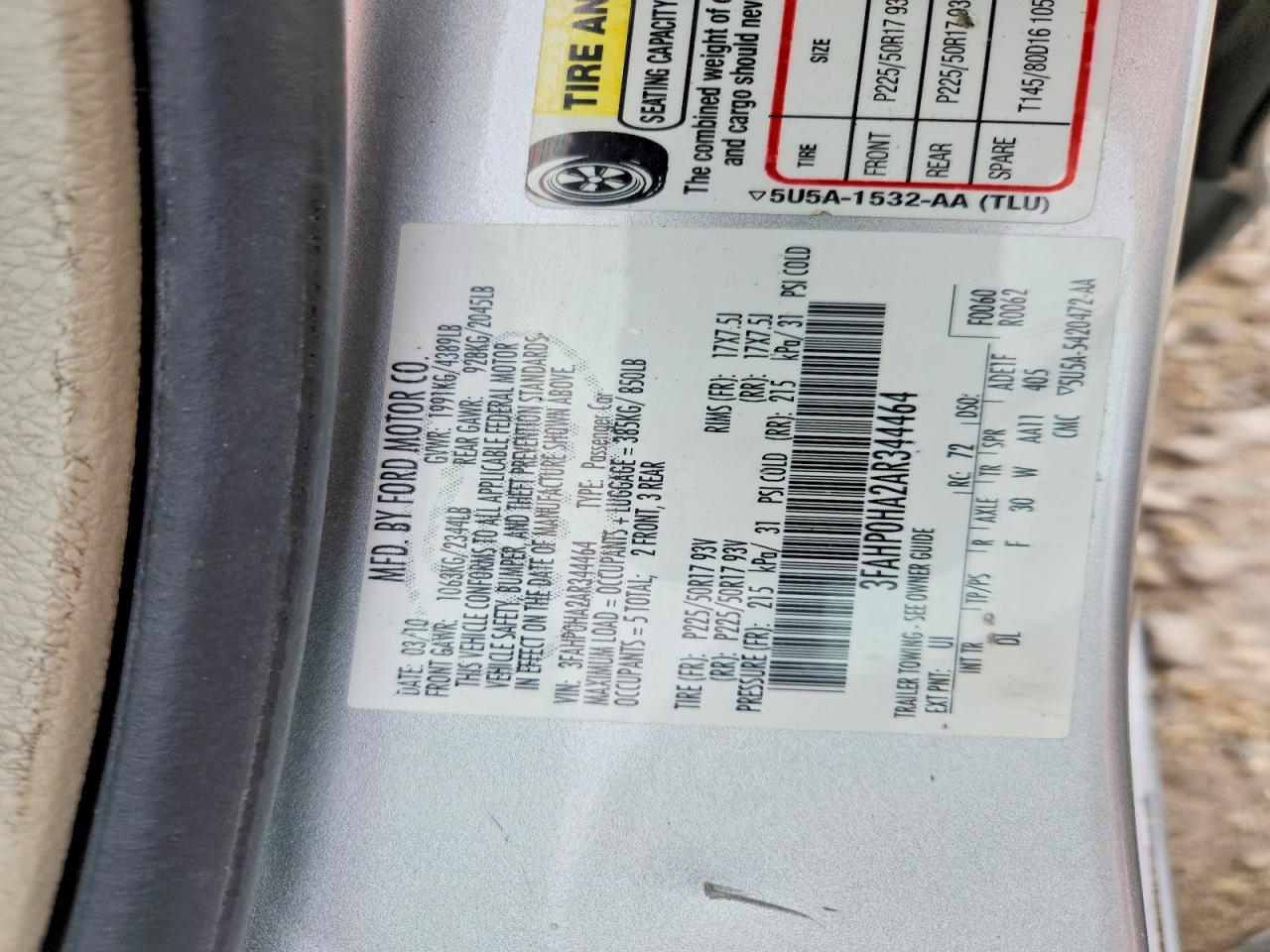 2010 FORD FUSION SE photo 12