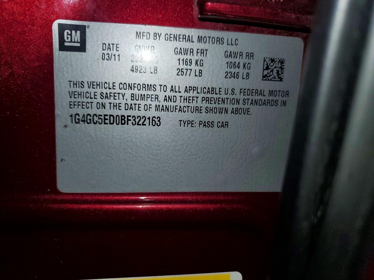 2011 BUICK LACROSSE CXL photo 23