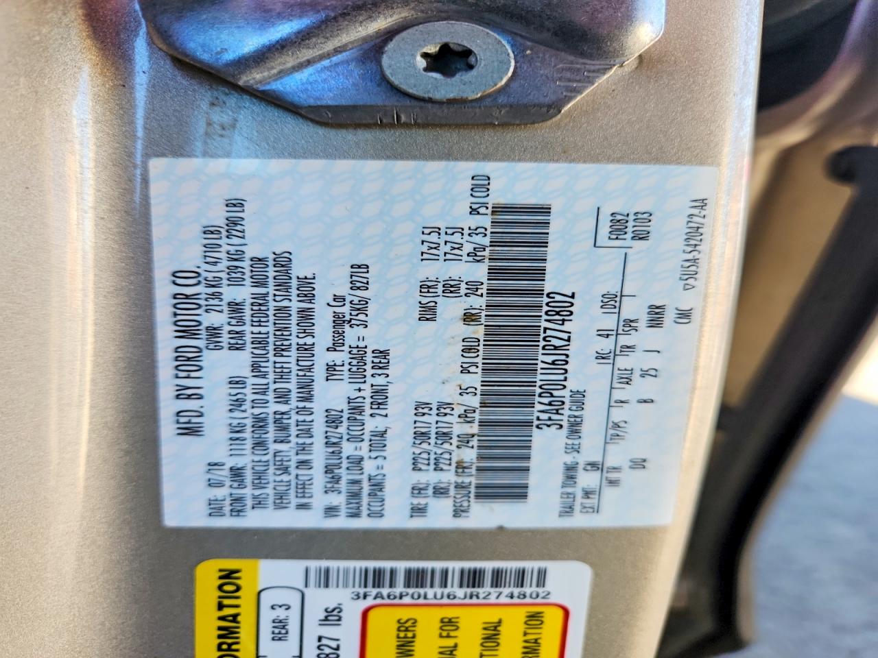 2018 FORD FUSION SE HYBRID photo 12