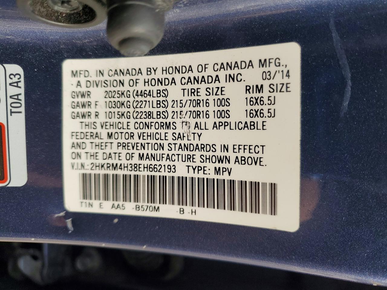 2014 HONDA CR-V LX photo 40