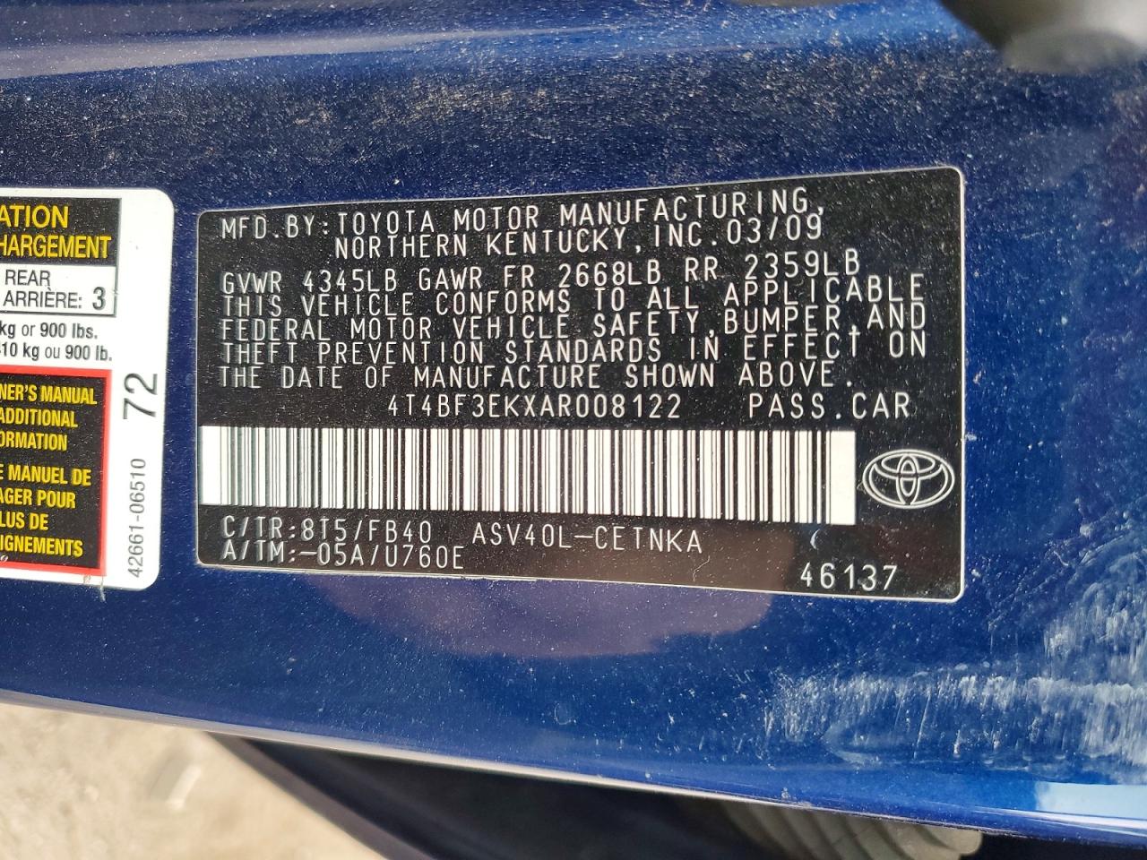 2010 TOYOTA CAMRY LE photo 25