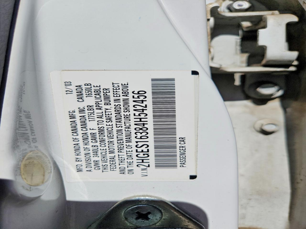2004 HONDA CIVIC DX VP photo 25