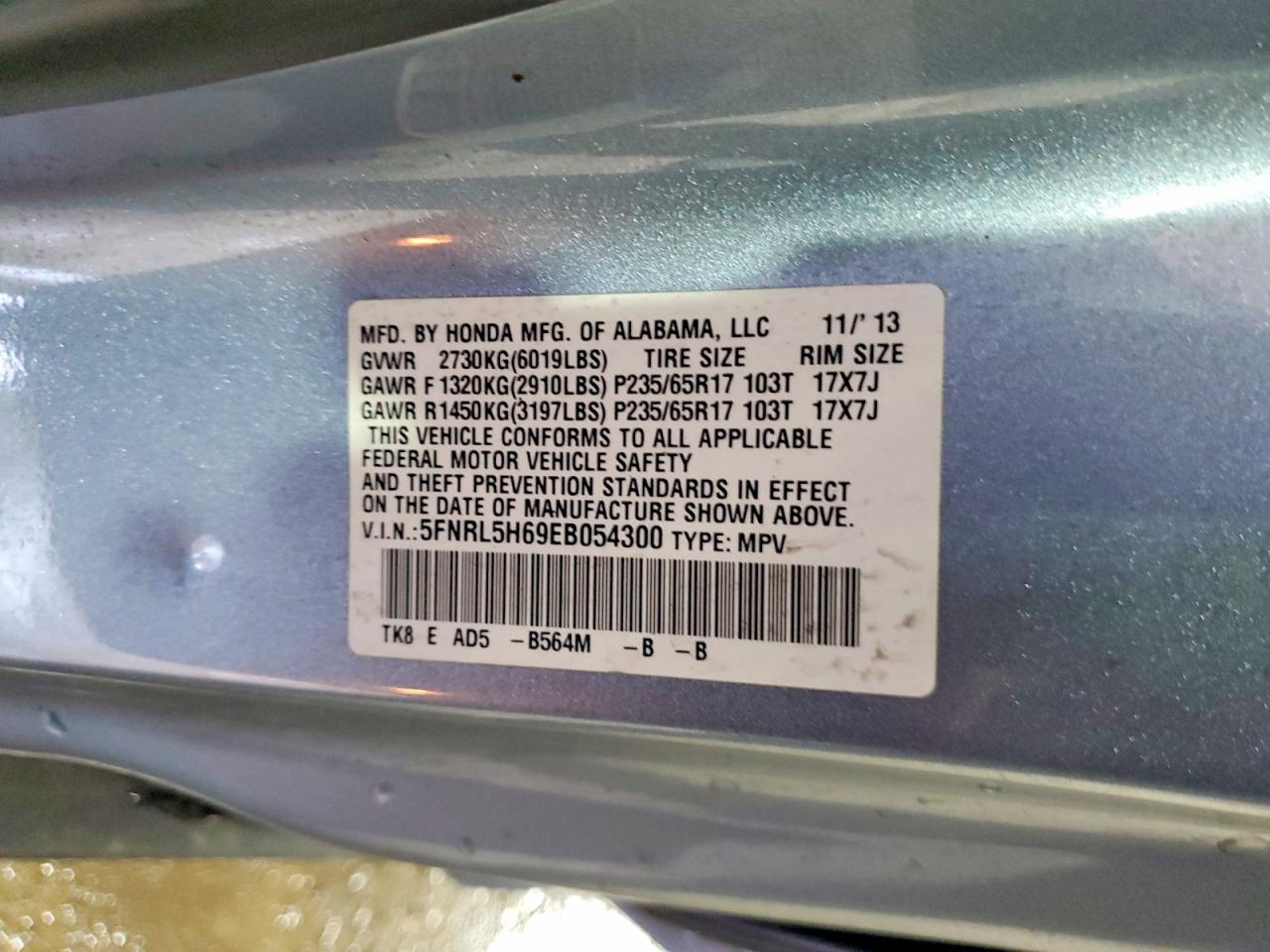 2014 HONDA ODYSSEY EXL photo 13
