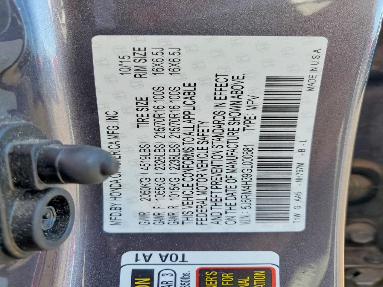 2016 HONDA CR-V LX photo 13