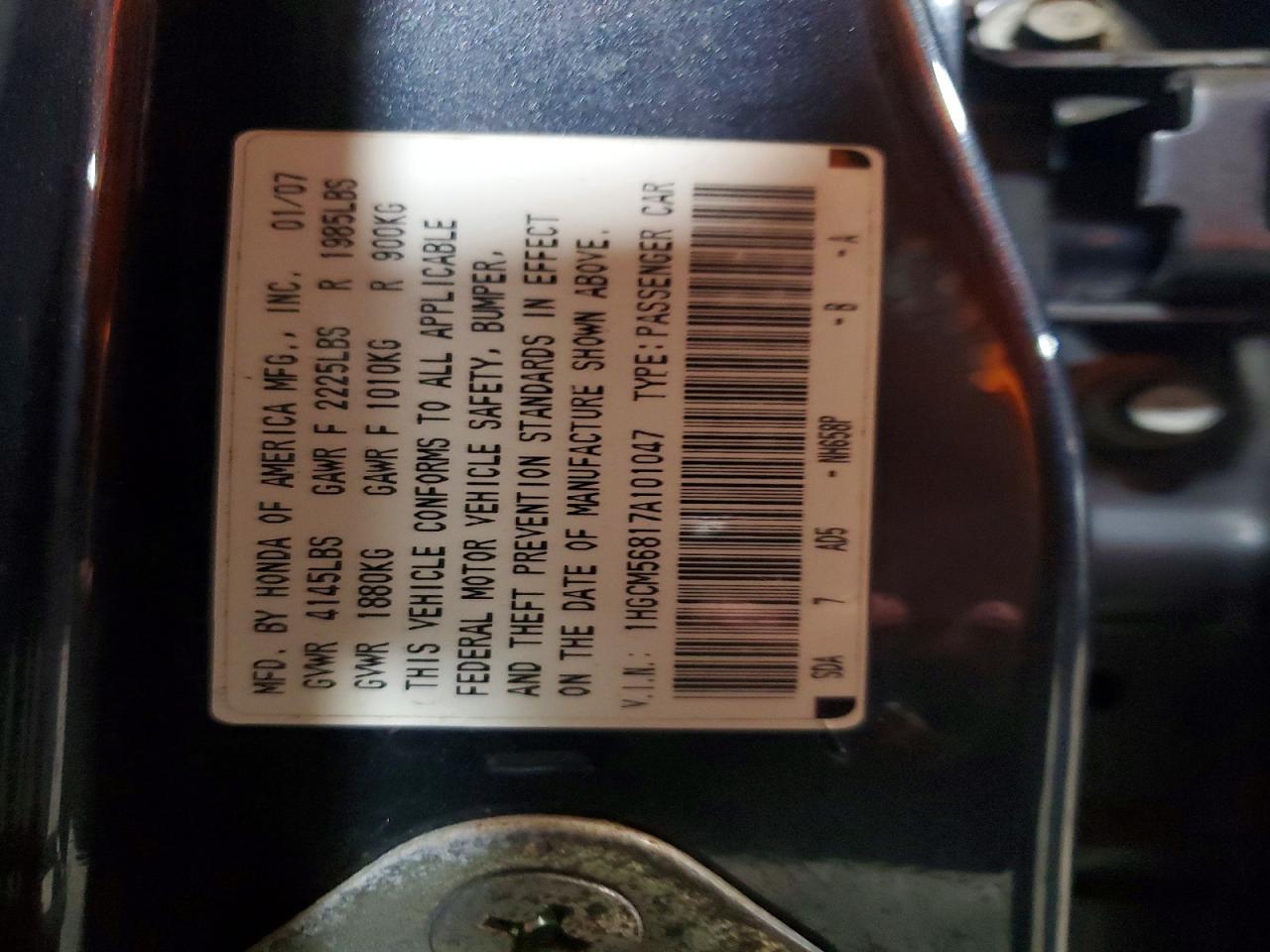 2007 HONDA ACCORD EX photo 12