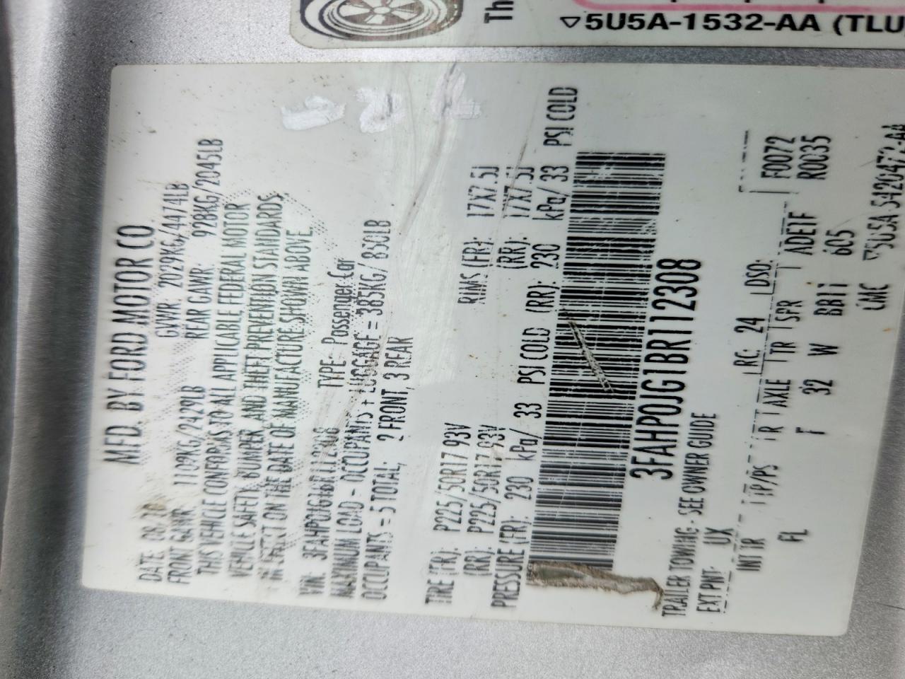 2011 FORD FUSION SEL photo 13