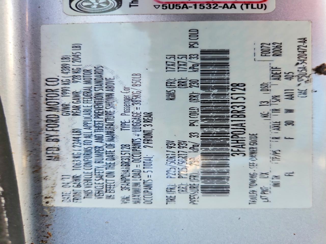 2011 FORD FUSION SEL photo 23