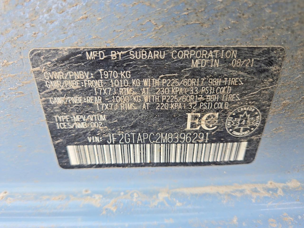 2021 SUBARU CROSSTREK PREMIUM photo 13